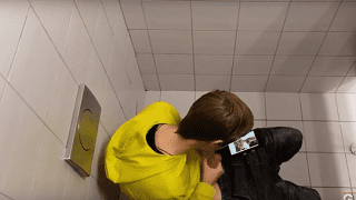 Young straight boys toilet wank