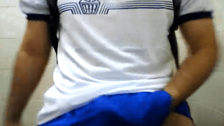 Sexy guy plays with cock for the camera